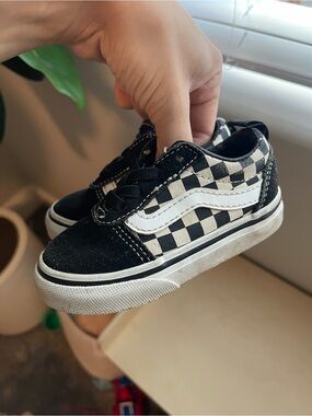 Toddler Vans Black and White Checkerboard Skate Shoes